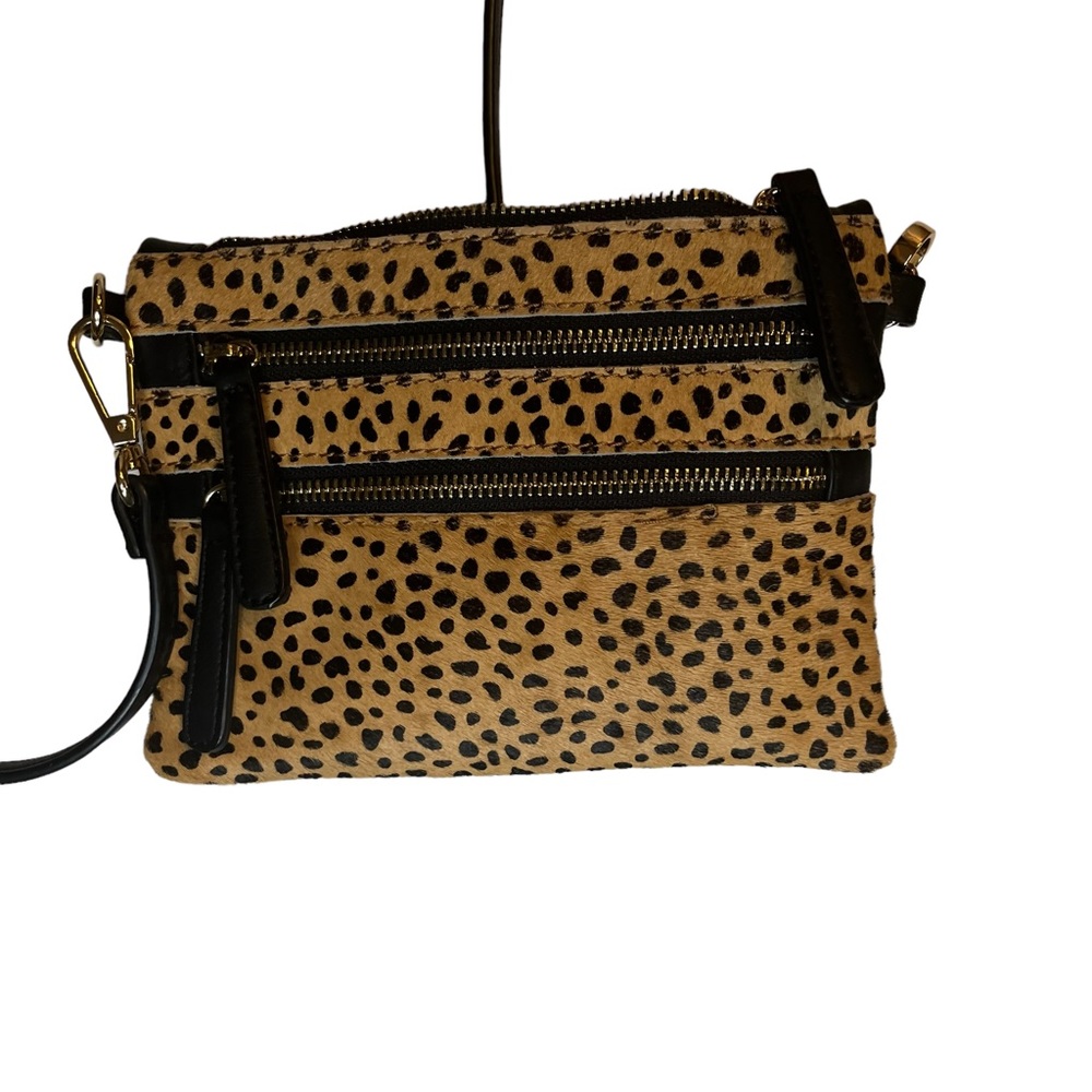 Talbots faux Leopard & Black Leather crossbody purse.